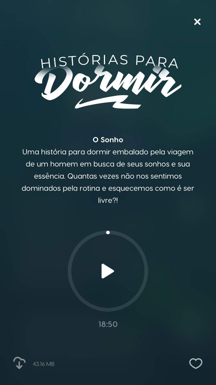 tela da meditação guiada Histórias para Dormir do Zen app